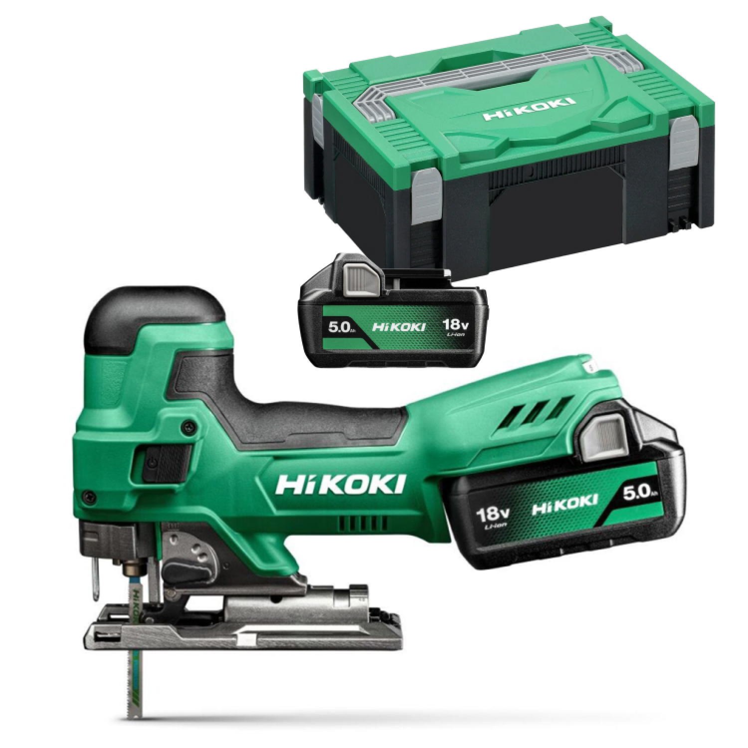 HiKOKI CJ18DBWPZ Scie sauteuse sans fil - 18 V - 135 mm avec 2 batteries 5,0 Ah et chargeur dans un coffret HSC II-image