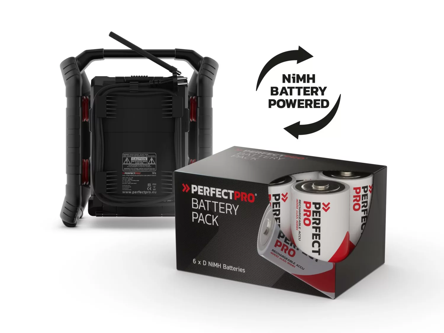 PerfectPro TP3 Bouwradio - FM RDS / DAB+ - AUX-in - bluetooth - werkt op netstroom en batterij-image