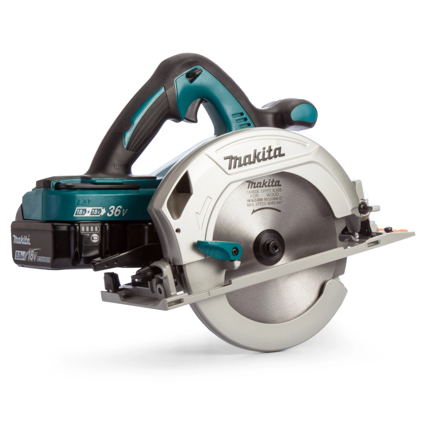 Makita DHS710PT2J 36V (2x 18V) Li-Ion Accu cirkelzaag set incl. duolader (2x 5.0Ah accu) in Mbox - 190mm-image