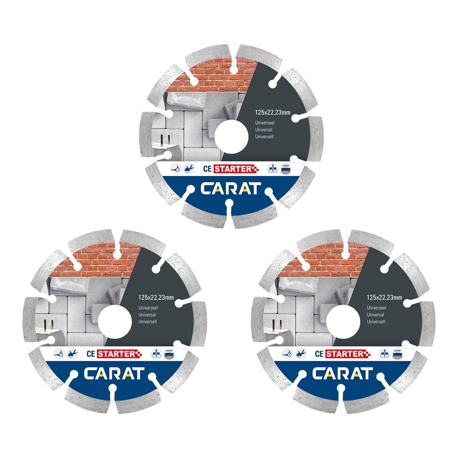 Carat CES1253A25 3-pack diamantzaagbladen uni - 125 x 22,23mm - CE Starter-image