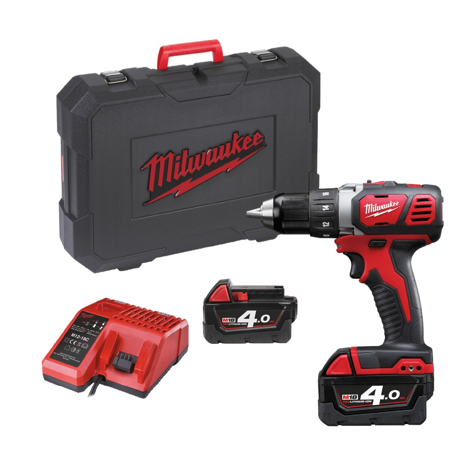 Milwaukee M18 BDD-402C 18V Li-Ion accu boor-/schroefmachine set (2x 4.0Ah accu) in koffer-image