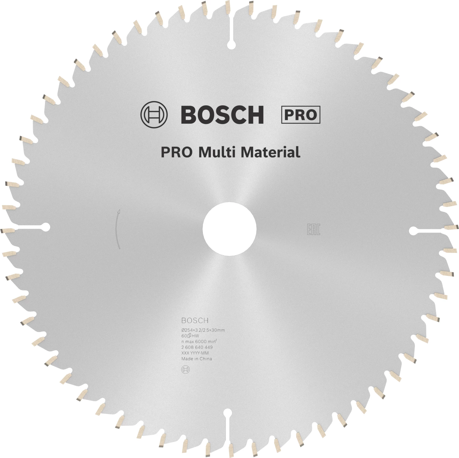 Bosch 2608640449 PRO cirkelzaagblad - 254 x 30 x 60T - multi materiaal-image