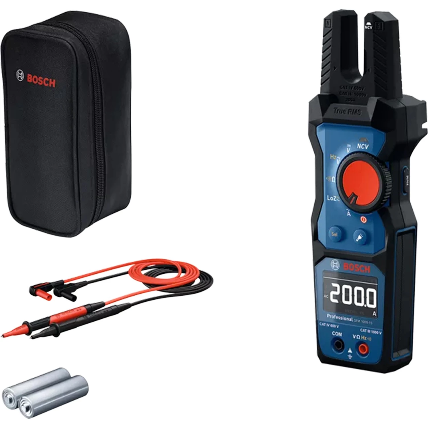 Bosch GFM 1000-15 True-RMS Vorkstroomtang in etui - AC/DC 1000V & AC 200A - CAT III 1000 V / CAT IV 600 V-image