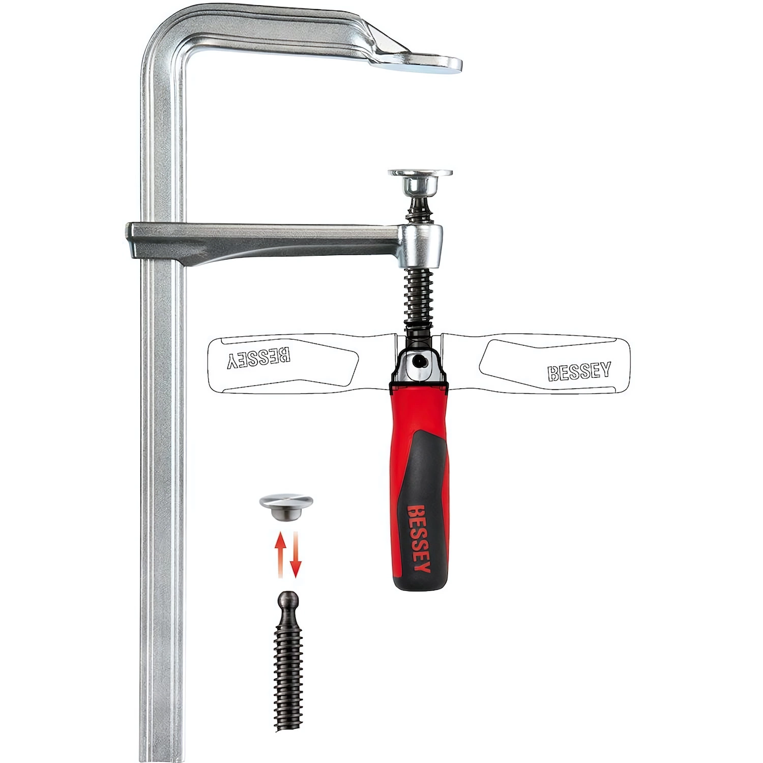 Bessey GZ40-12KG Pince à colle - Entièrement en acier - 400 x 120 mm - poignée rabattable-image