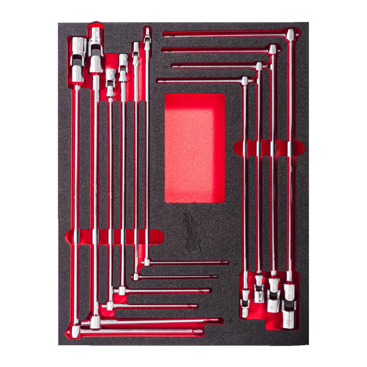 Milwaukee 4932499295 Jeu de clés à douille en T à cardan 10 pièces - avec insert en mousse-image