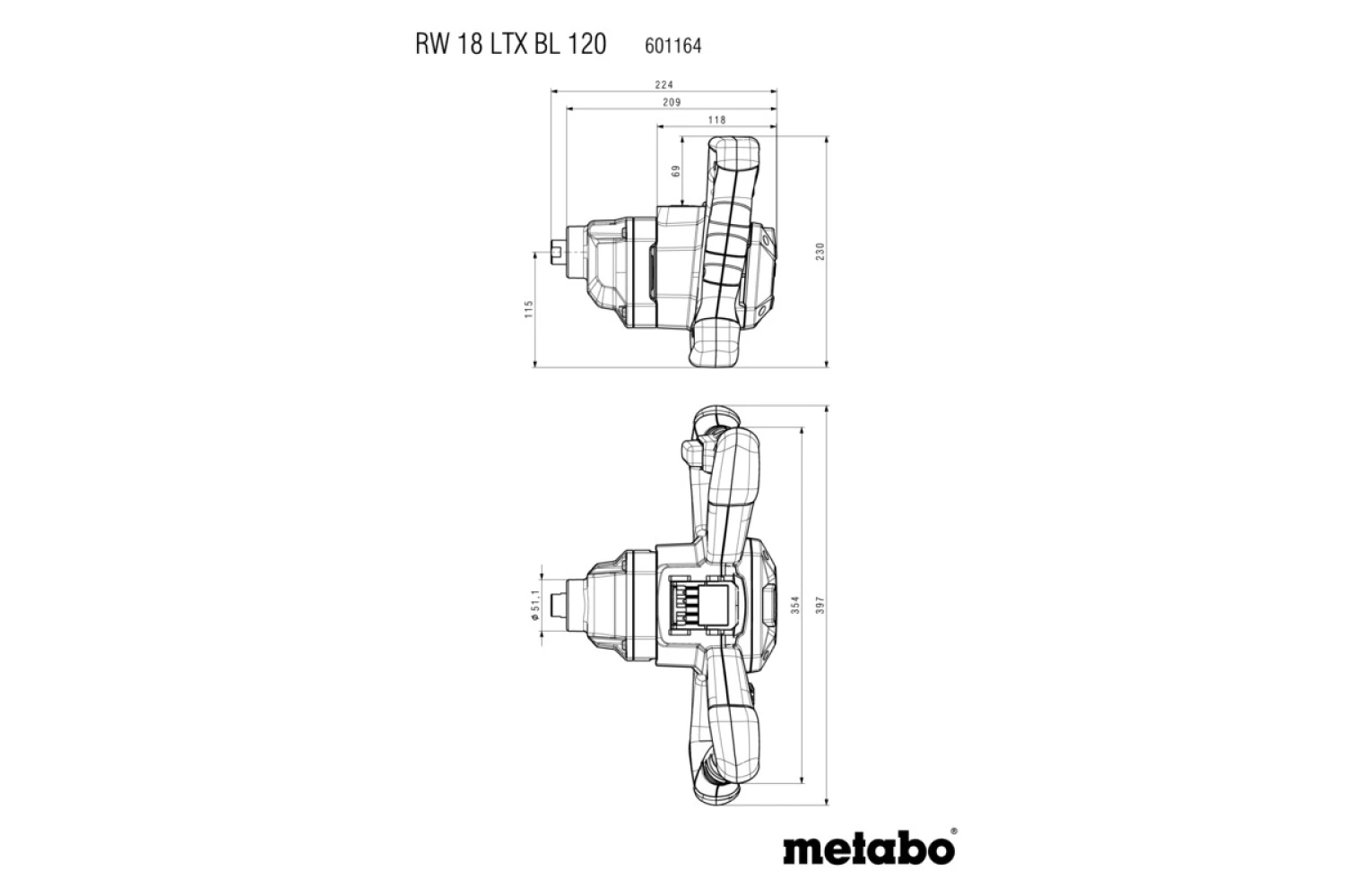 Metabo RW 18 LTX BL 120 18V Li-ion accu mixer body - 120mm-image