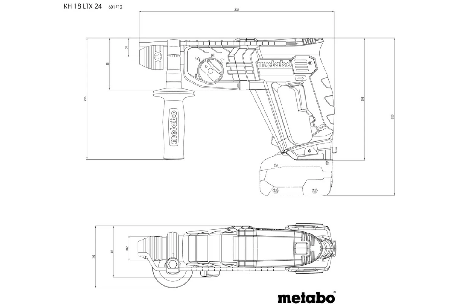 Metabo Comboset 2.3.2. 18V Li-ion Accu-Perceuse et Ensemble de Marteau-Perforateur (2x2.0Ah) dans MetaBOX-image