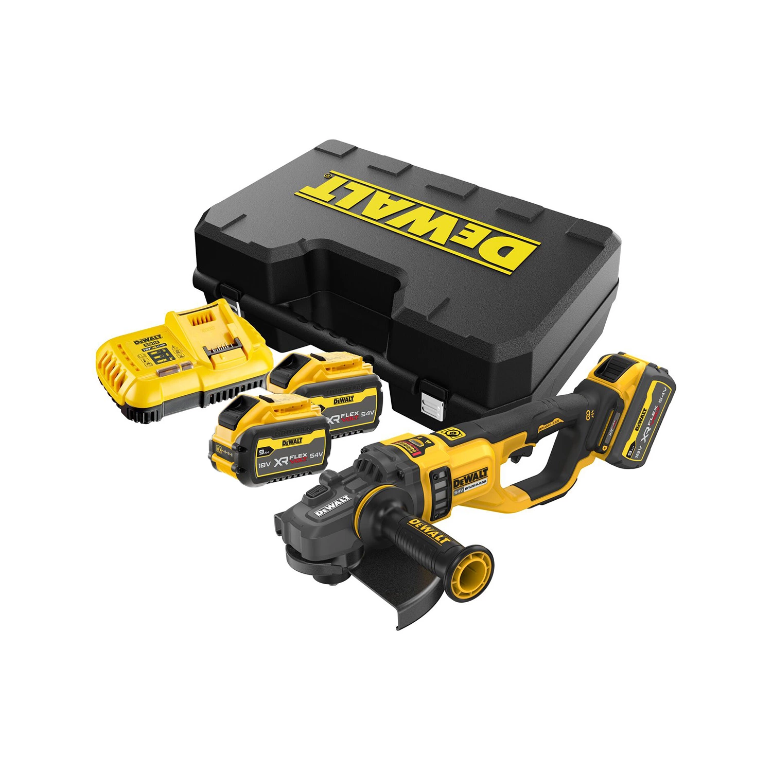 DeWALT DCG460X2 Kit de meuleuse d'angle sans fil Li-ion Flexvolt 54 V (2 batteries 9,0 Ah) dans un coffret - 230 mm-image