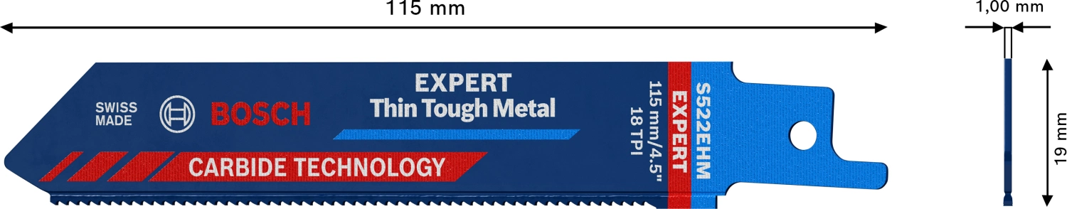 Bosch EXPERT 2608900359 - EXPERT Lame de scie sabre S522EHM Thin Tough Metal