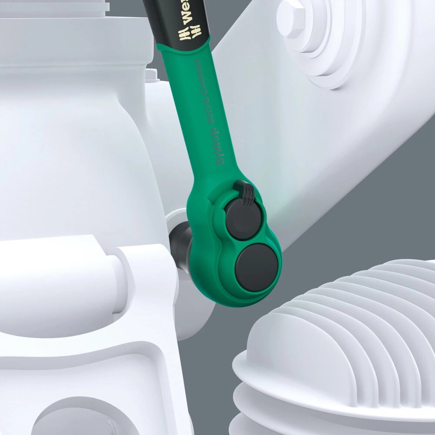 Wera 05150114001 16 pièces 9724 8010 B Zyklop Comfort Jeu de clés à cliquet et douilles dans un insert en mousse - 3/8"-image