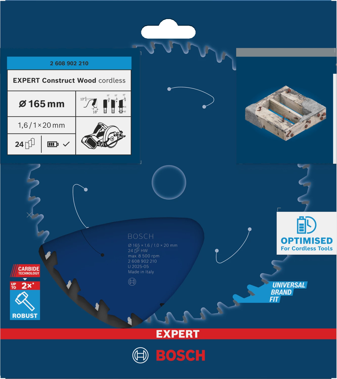 Bosch 2608902210 EXPERT cirkelzaagblad - 165 x 20 x 24T - hout-image