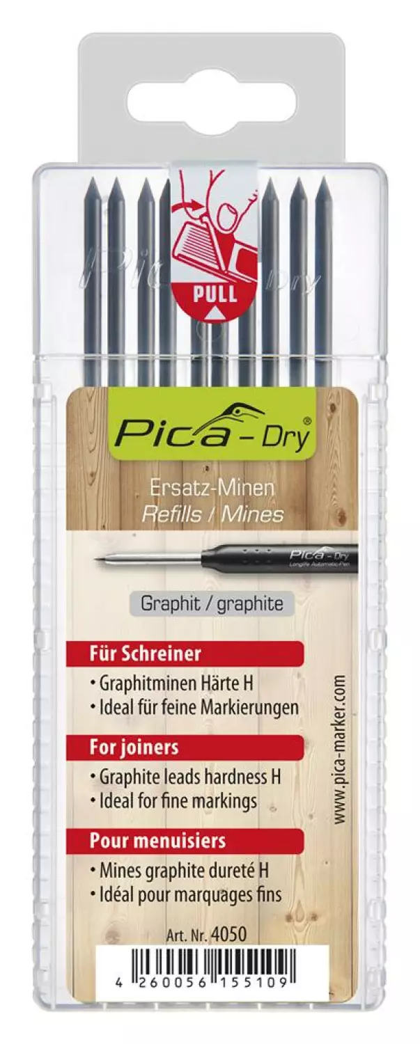 Pica 4050 Dry Navulling in blister - Timmerlieden/Meubelmakers (10st)Pica 4050 Mines de rechange - sous blister - Charpentiers/Menuisiers (10 pcs)-image