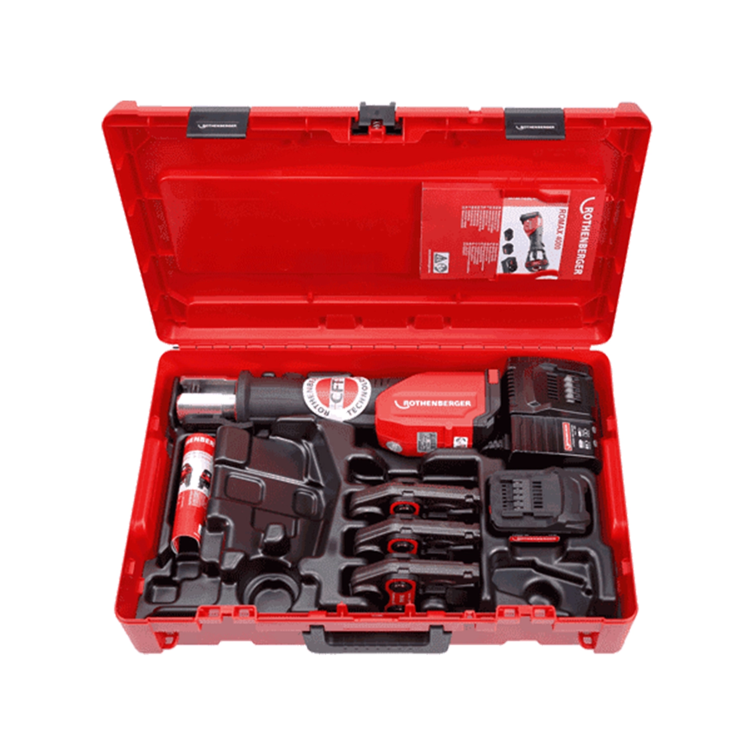 Rothenberger Romax 4000 - Set sertisseuse Li-Ion 18V (1x batterie 4.0Ah) incl. mâchoires U16-20-25 dans mallette-image