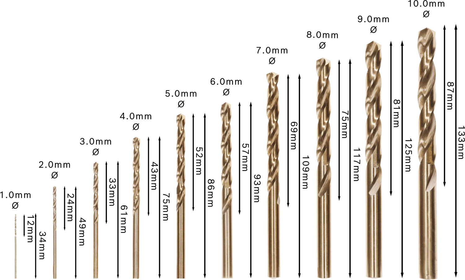 Bosch 2607019925 - Set 10 pièces foret à métaux HSS-Co Robust Line, 1; 2; 3; 4; 5; 6; 7; 8; 9; 10 mm-image