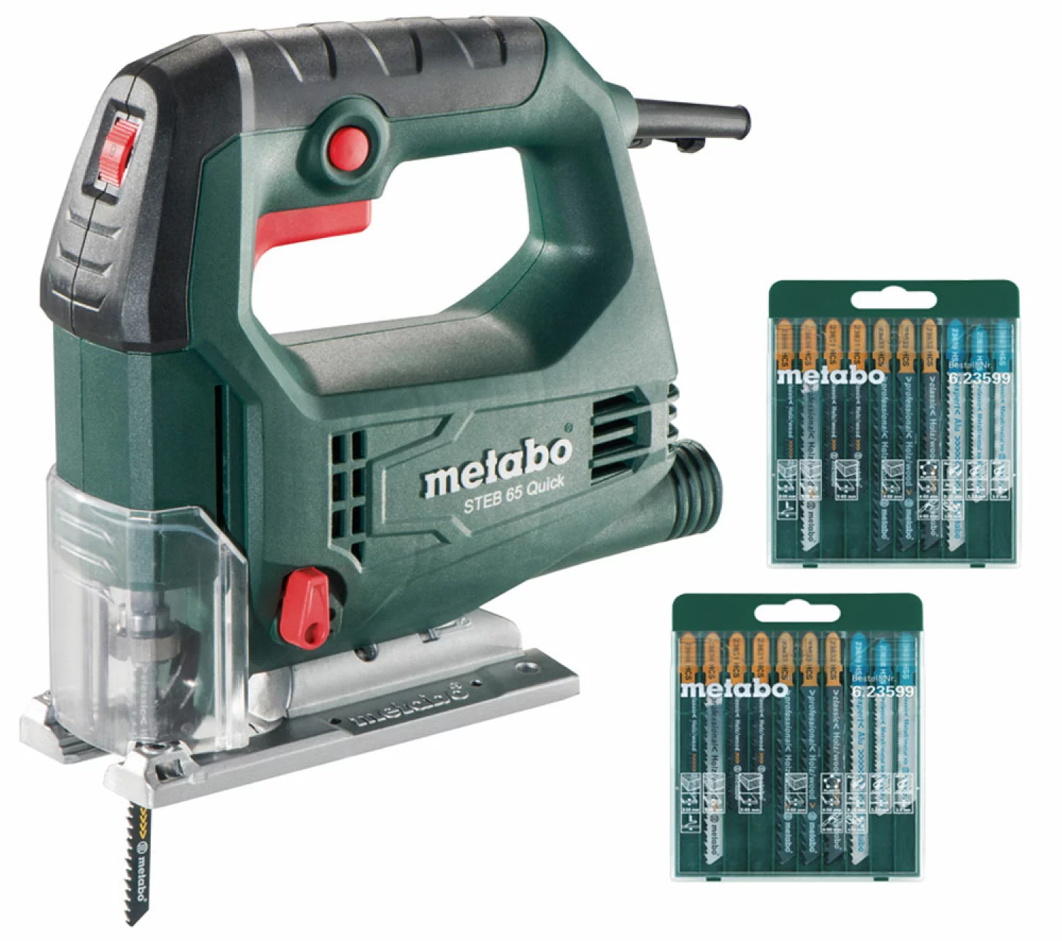 Metabo STEB 65 QUICK SET Scie sauteuse avec 20 lames de scie en coffret - 450W - poignée en D - variable-image