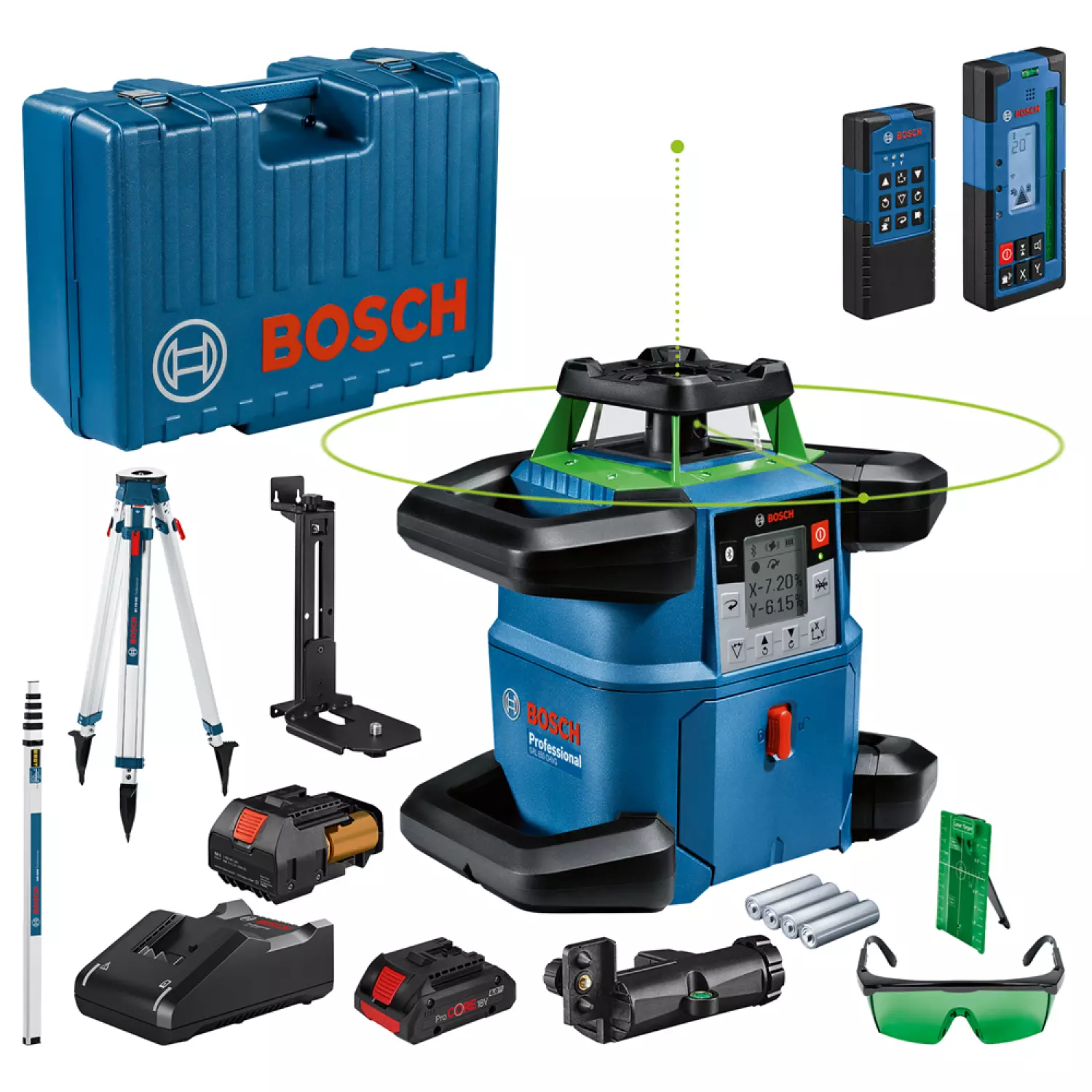 Bosch GRL 650 CHVG 18V Li-ion Rotatielaser set (1x 4.0Ah) in koffer + statief + meetlat- groen-image