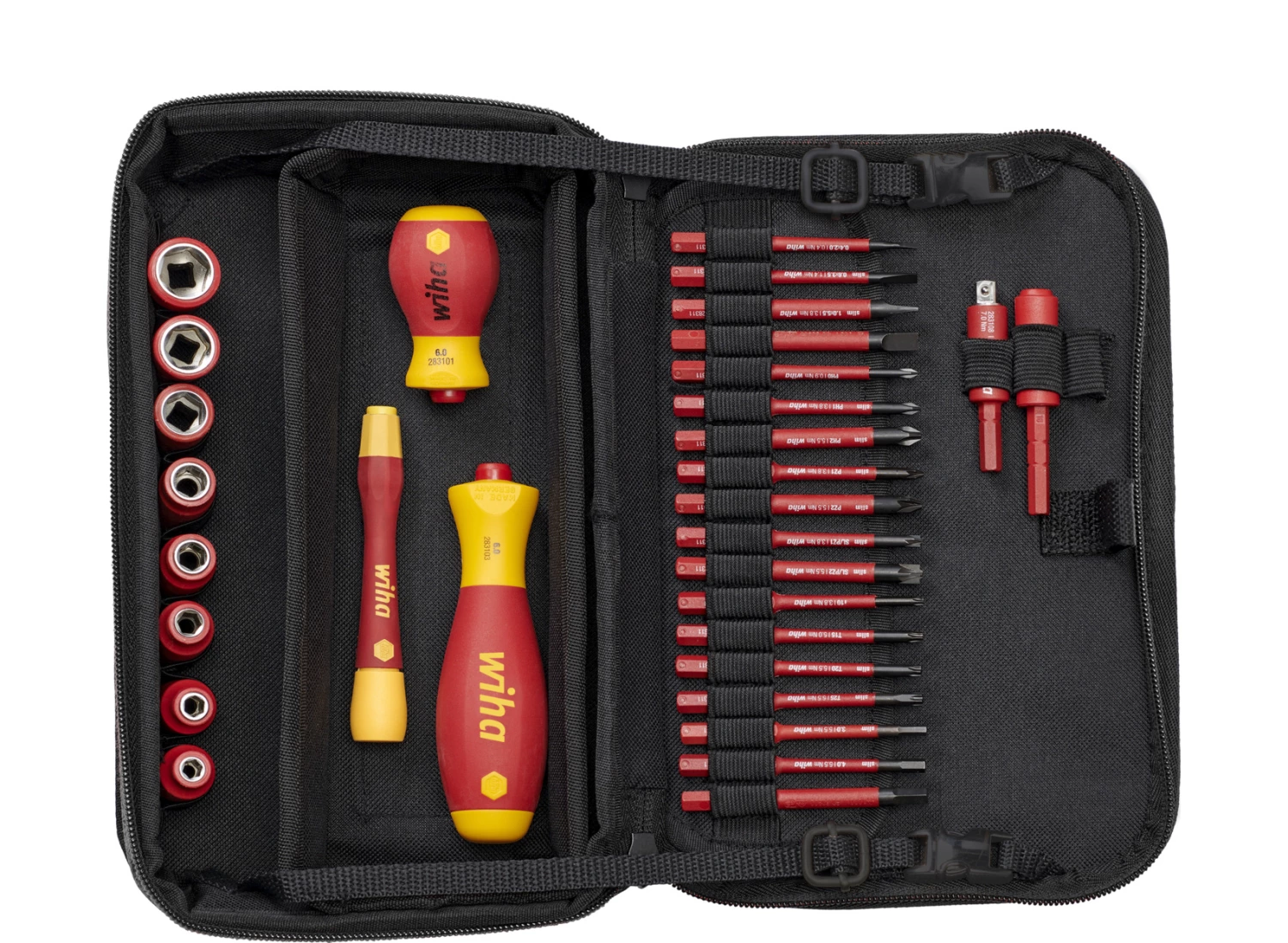Wiha 7209NK2002 Jeu d'outils VDE slimVario 31 pièces dans un sac + 85 ans SoftFinish Jeu de tournevis 9 pièces-image