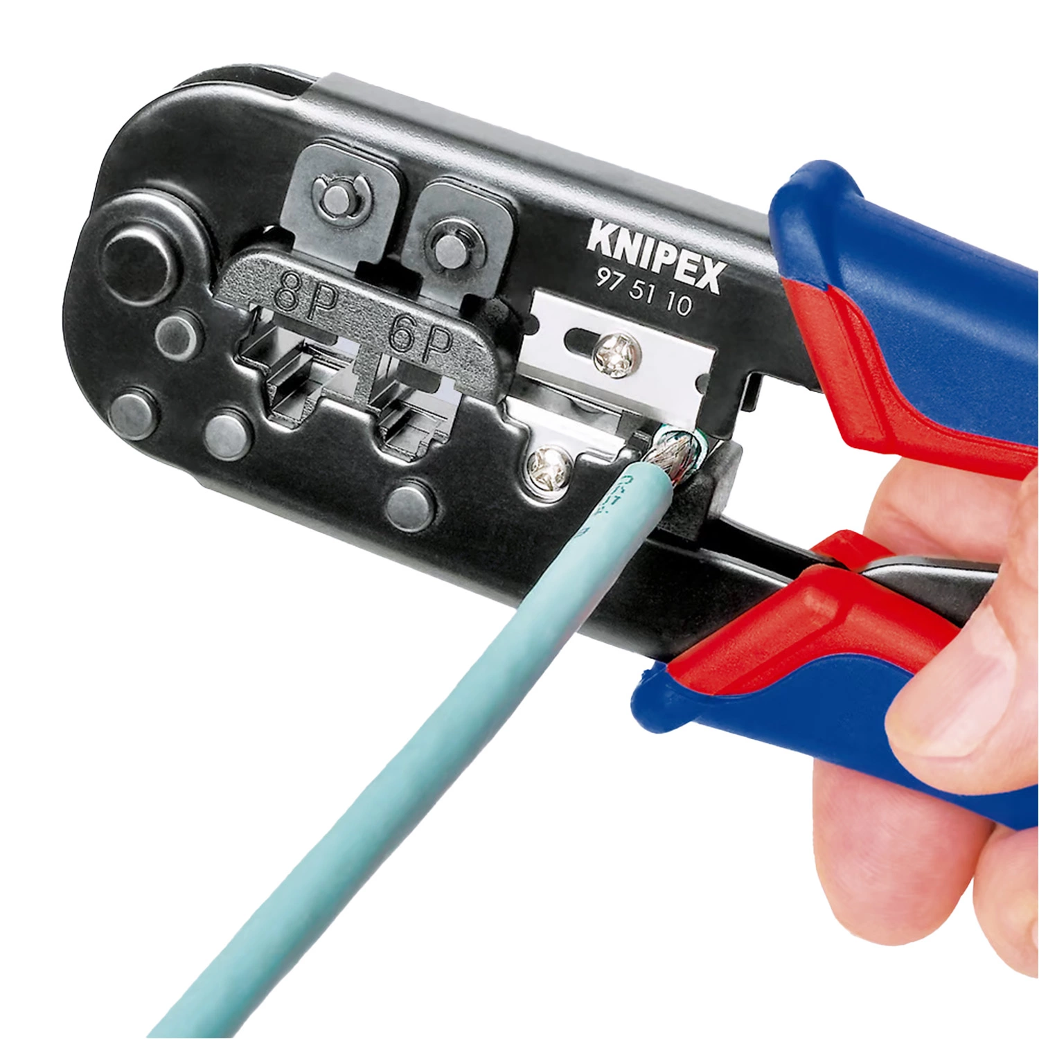 Knipex 975110 - Pince à sertir RJ11/12 (6 broches 9,65 mm) - RJ45 (8 broches 11,68 mm)-image