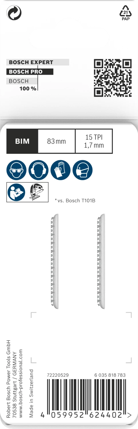 Bosch 2608655091 PRO T101BIF Lame de scie sauteuse Clean - stratifié (2 pièces)-image
