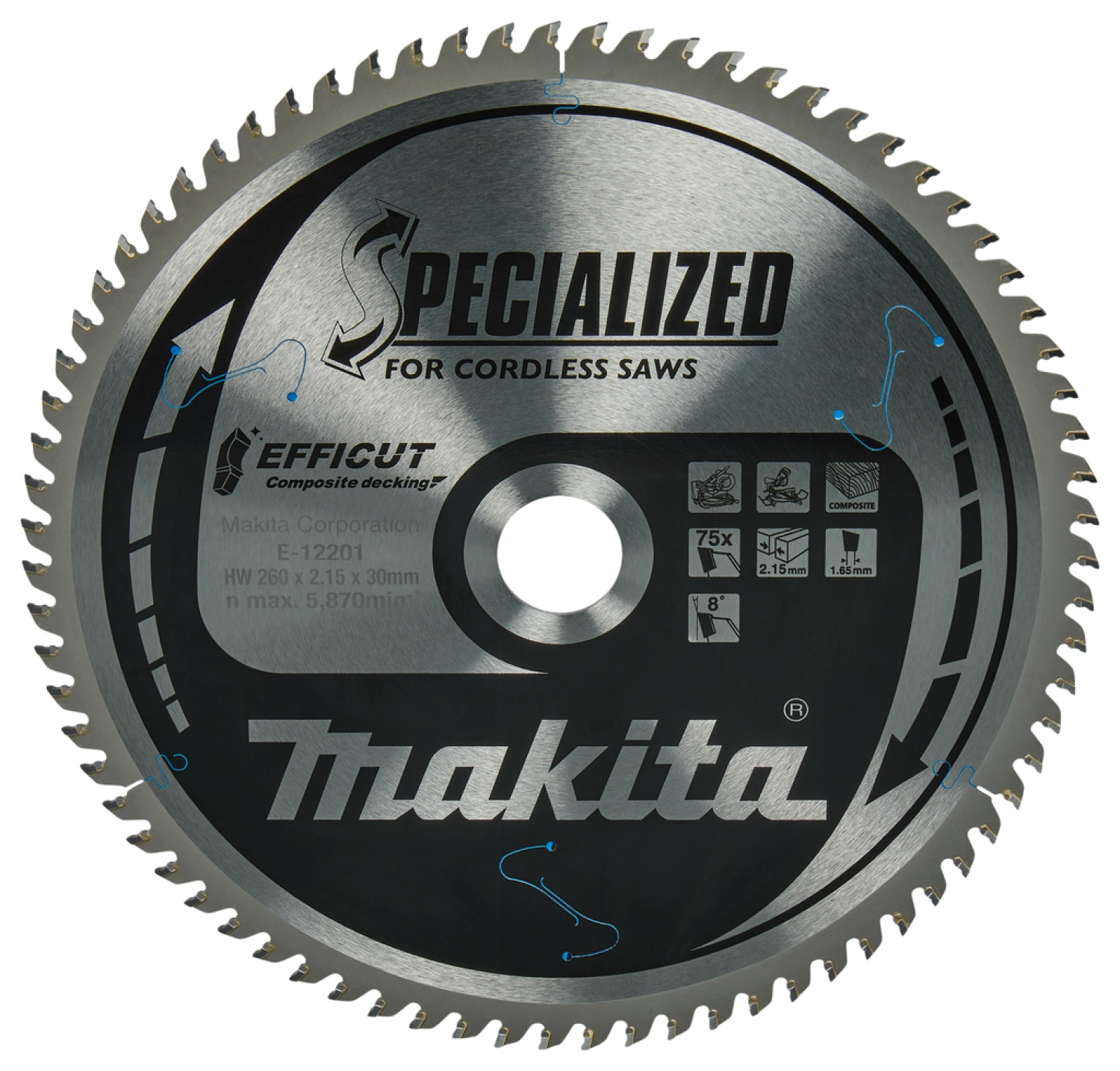 Makita E-12201 Efficut Lame de scie circulaire WPC - 260x30x2,15mm 75T-image