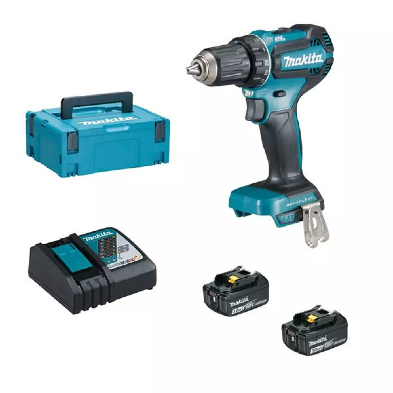 Perceuse visseuse sans-fil Makita DDF485RFJ - 18V Li-ion - 2 batteries 3,0 ah - MAKPAC - Brushless - 50 Nm-image