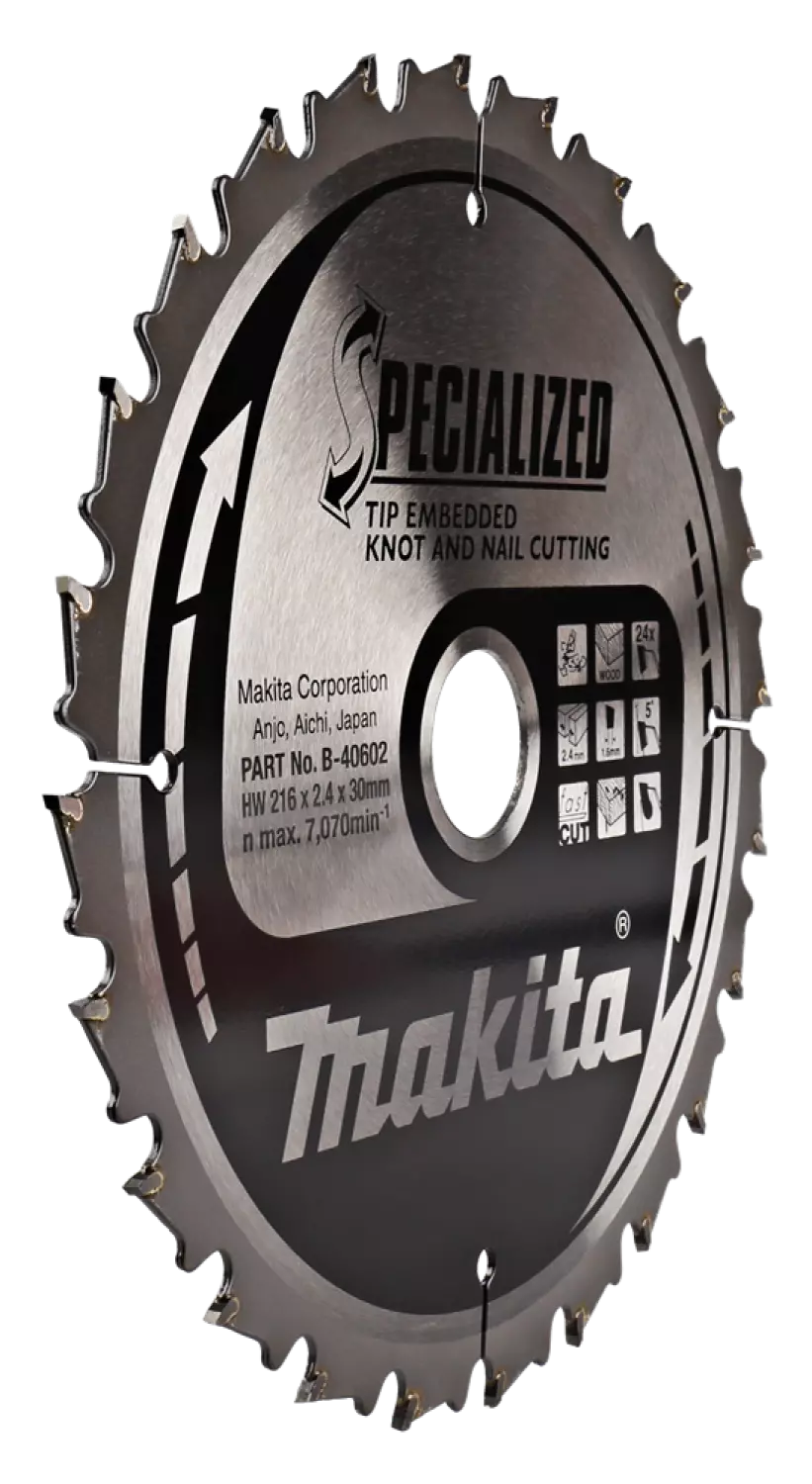 Makita B-40602 Specialized Cirkelzaagblad - 216 x 30 x 24T - Hout / Epoxy / Aluminium / Kunststof-image