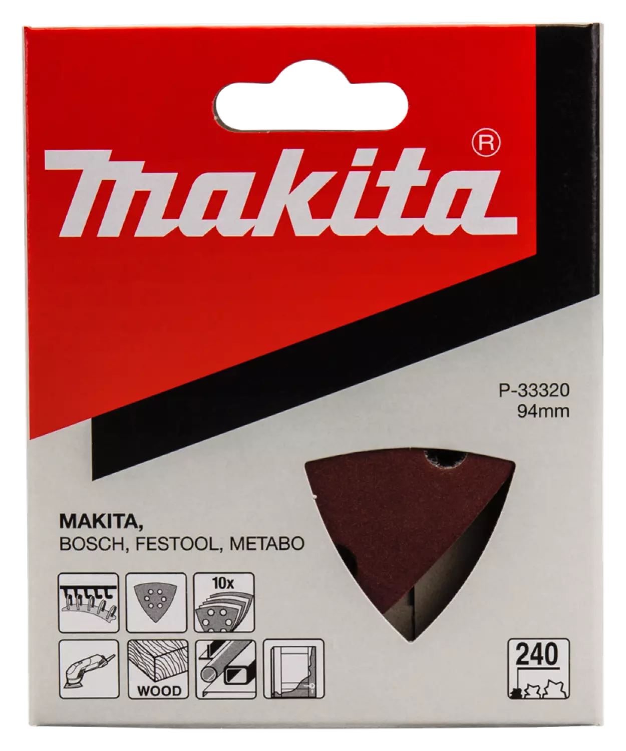 Makita P-33320 Deltaschuurvel Red - K240 - 94x94x94mm (10st)-image