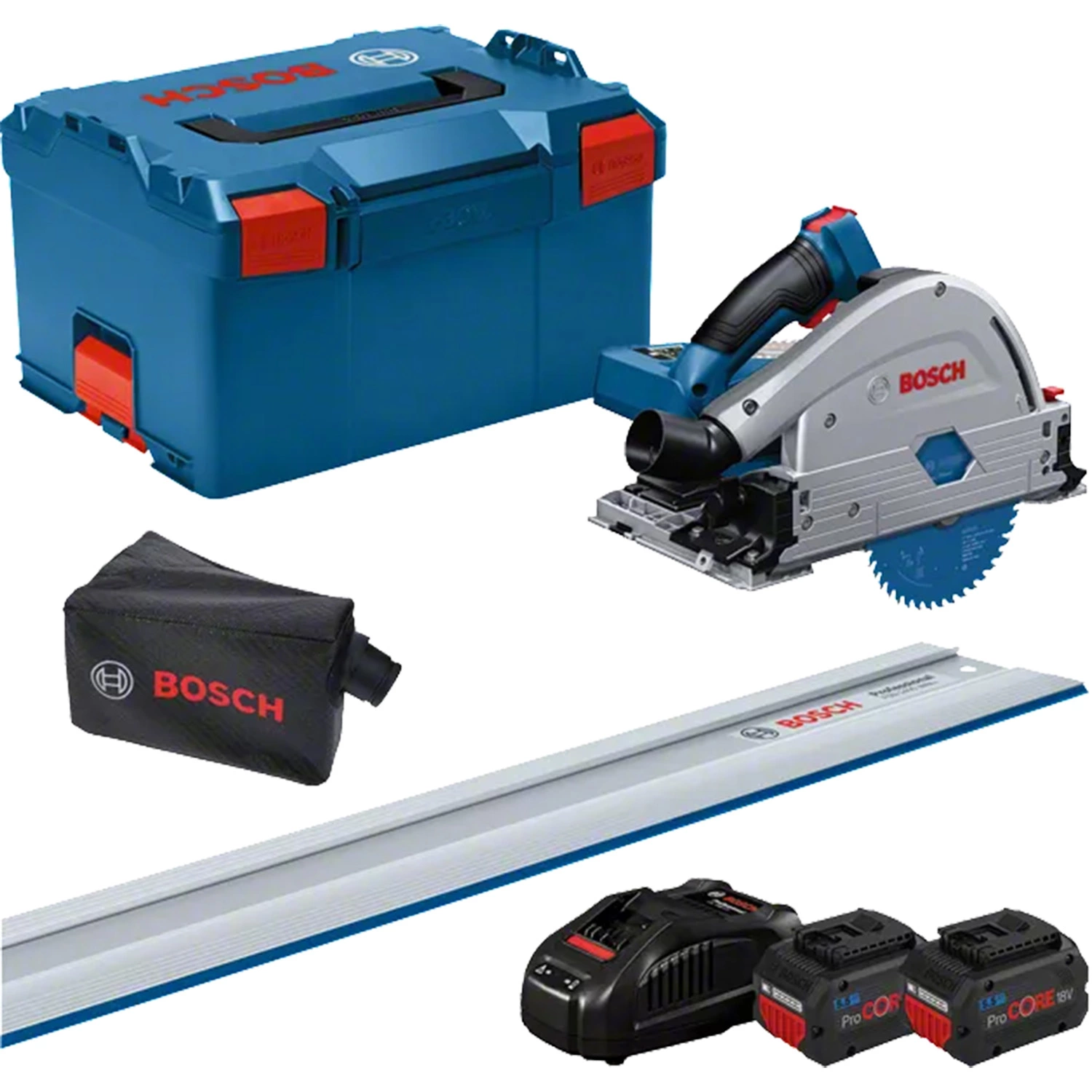 Bosch GKT 18V-52 GC 18V Li-Ion accu invalcirkelzaagmachine set (2x 5,5Ah) incl. geleiderail in L-Boxx - 140mm - koolborstelloos-image