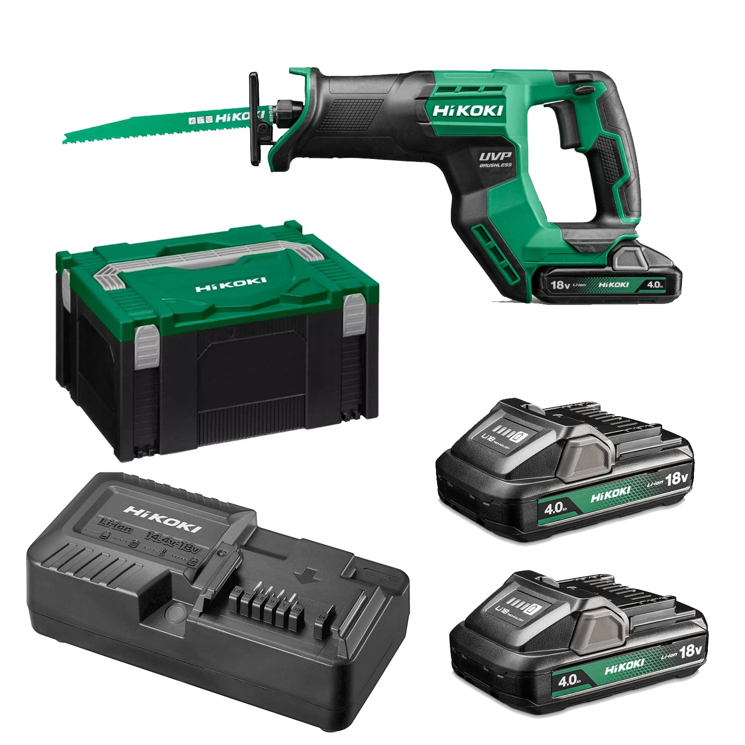 Scie sauteuse sans fil HiKOKI CR18DMAWWZ - 18 V - 130 mm avec 2 batteries 4,0 Ah et chargeur dans un coffret HSC III-image