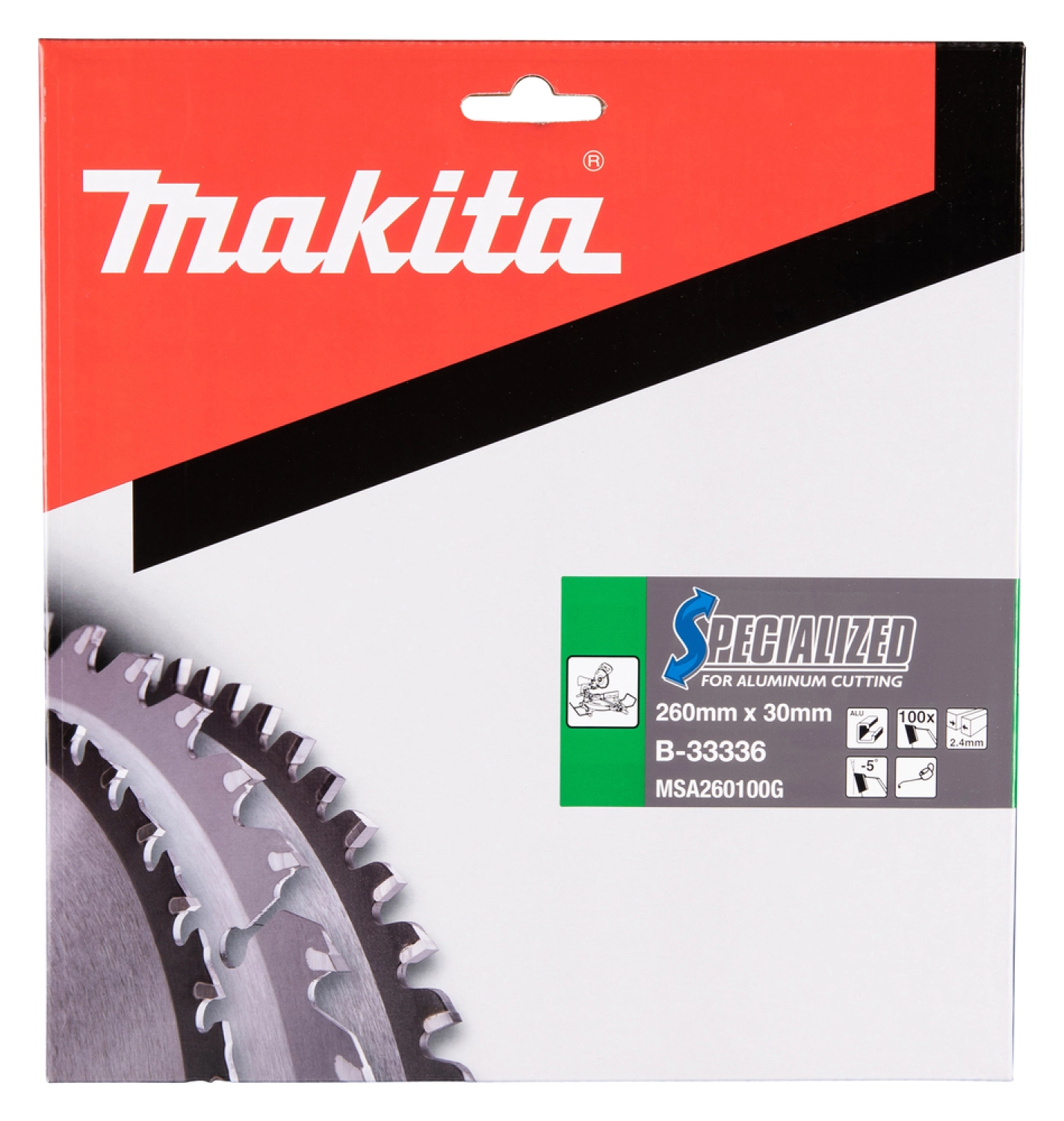Makita B-33336 Cirkelzaagblad - TCT - 260x30mm 100T - Aluminium-image