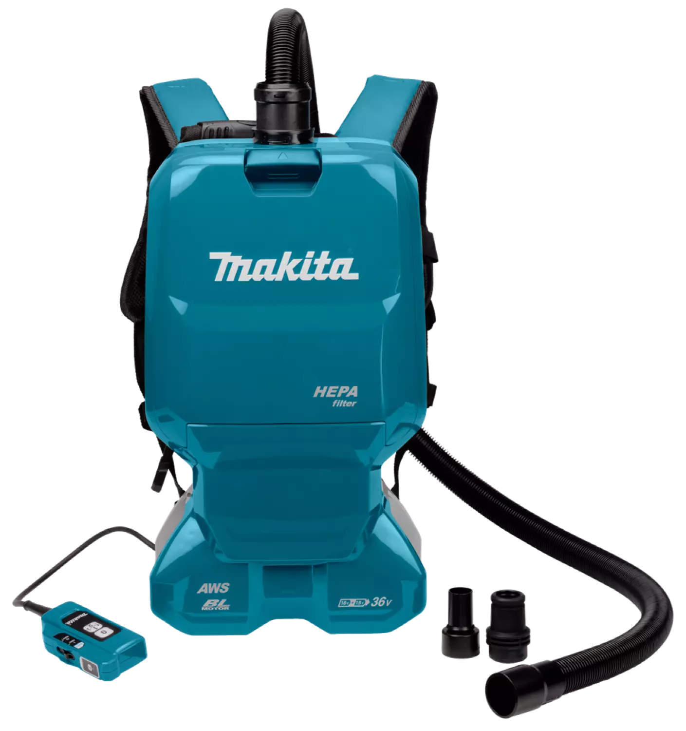 Makita DVC665ZU 2x18V Li-Ion rugstofzuiger body incl. accessoires - 1800L/min - 110mbar - koolborstelloos-image