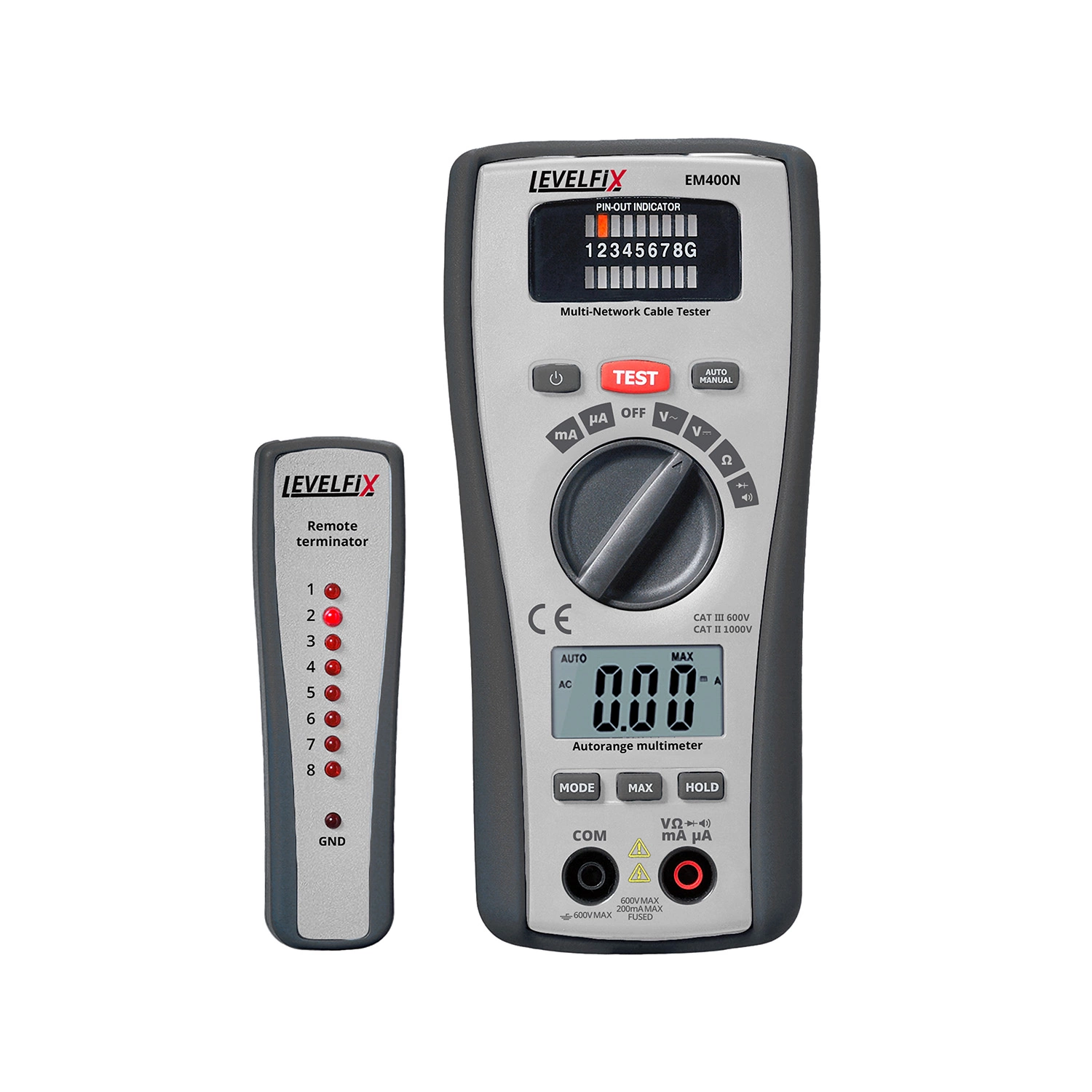 Levelfix EM400N Multimeter/LAN tester in tas - AC/DC 600 V & 10 A - CAT III 600 V-image