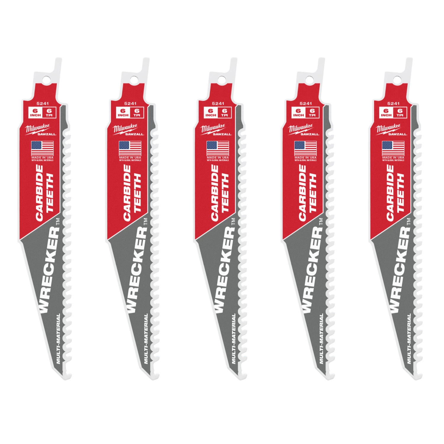 Milwaukee 48475541 Lame de scie alternative Sawzall, carbure WRECKER - 150 x 6TPI - multi - 5 pcs.-image
