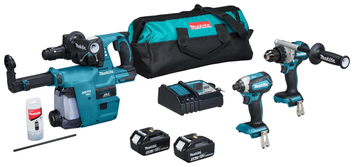 Makita DLX3154TX1 18V Li-ion accu 3-delige combiset (2x 5.0Ah accu) in tas-image