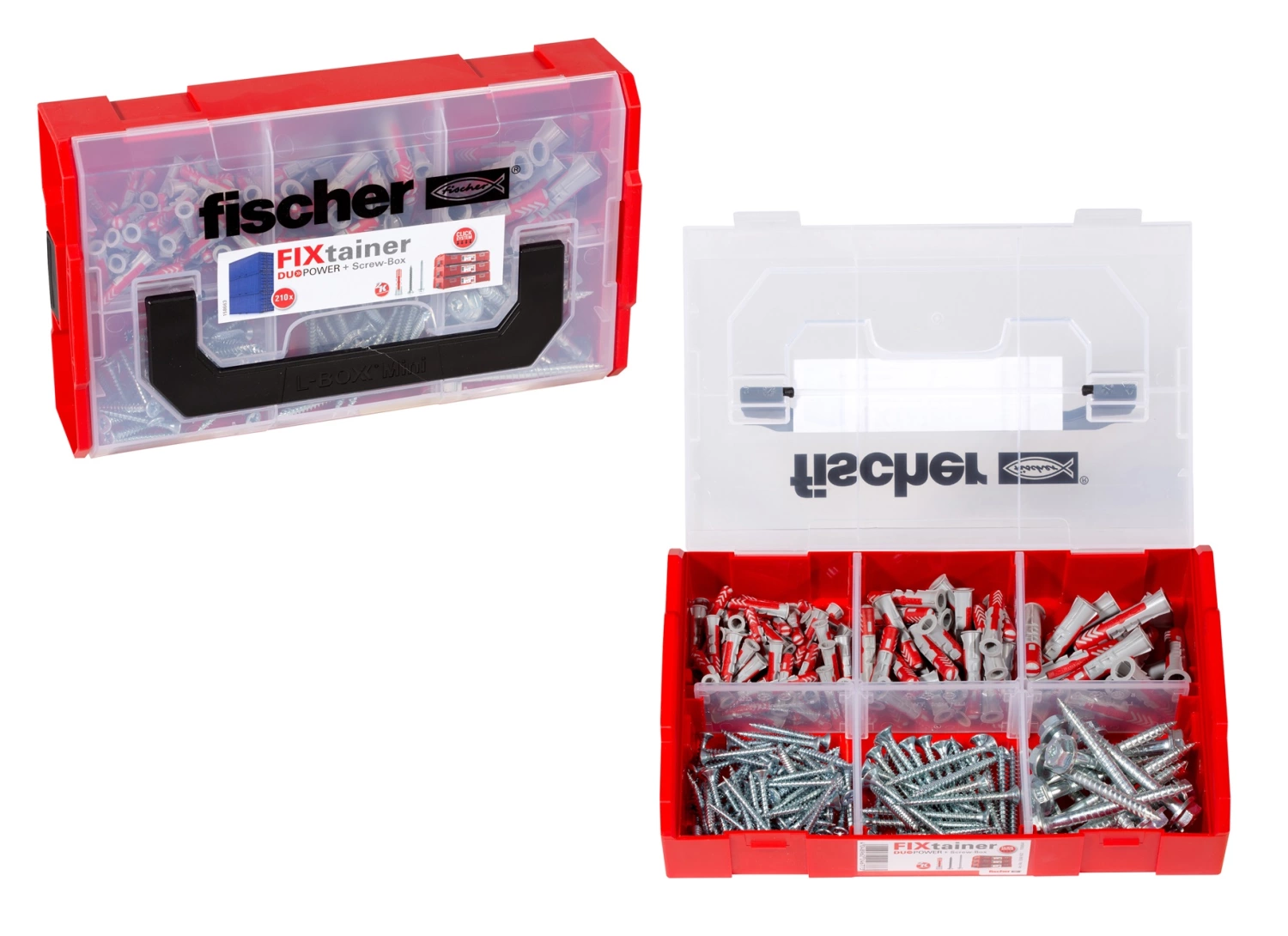 Fischer 536162 - Fischer FixTainer - Chevilles tous matériaux Fischer DuoPower avec vis (105pcs) FixTainer DuoPower avec vis-image
