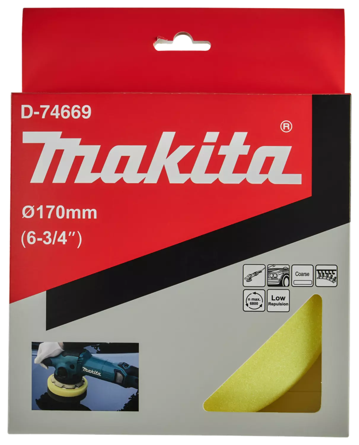 Makita D-74669 Eponge jaune - dure et grossière - 170 mm