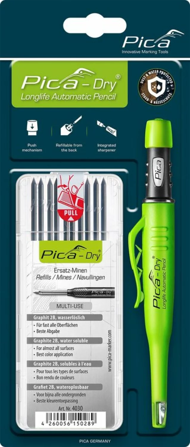Pica 3030 Dry Longlife Markeerpotlood incl. Dry Navulling - Grafiet (10st)-image