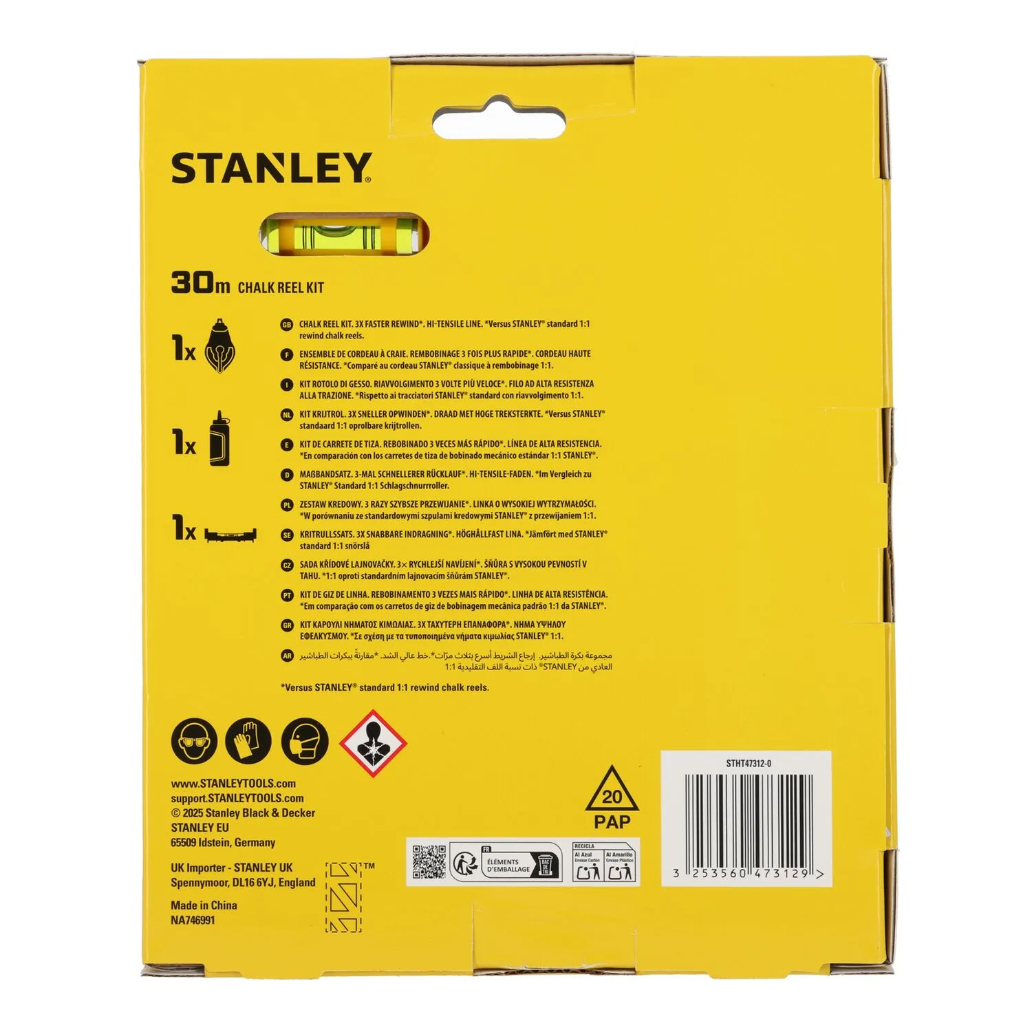 Stanley STHT47312-0 Slaglijnmolen Kit incl. lijnwaterpas - 30m - blauw