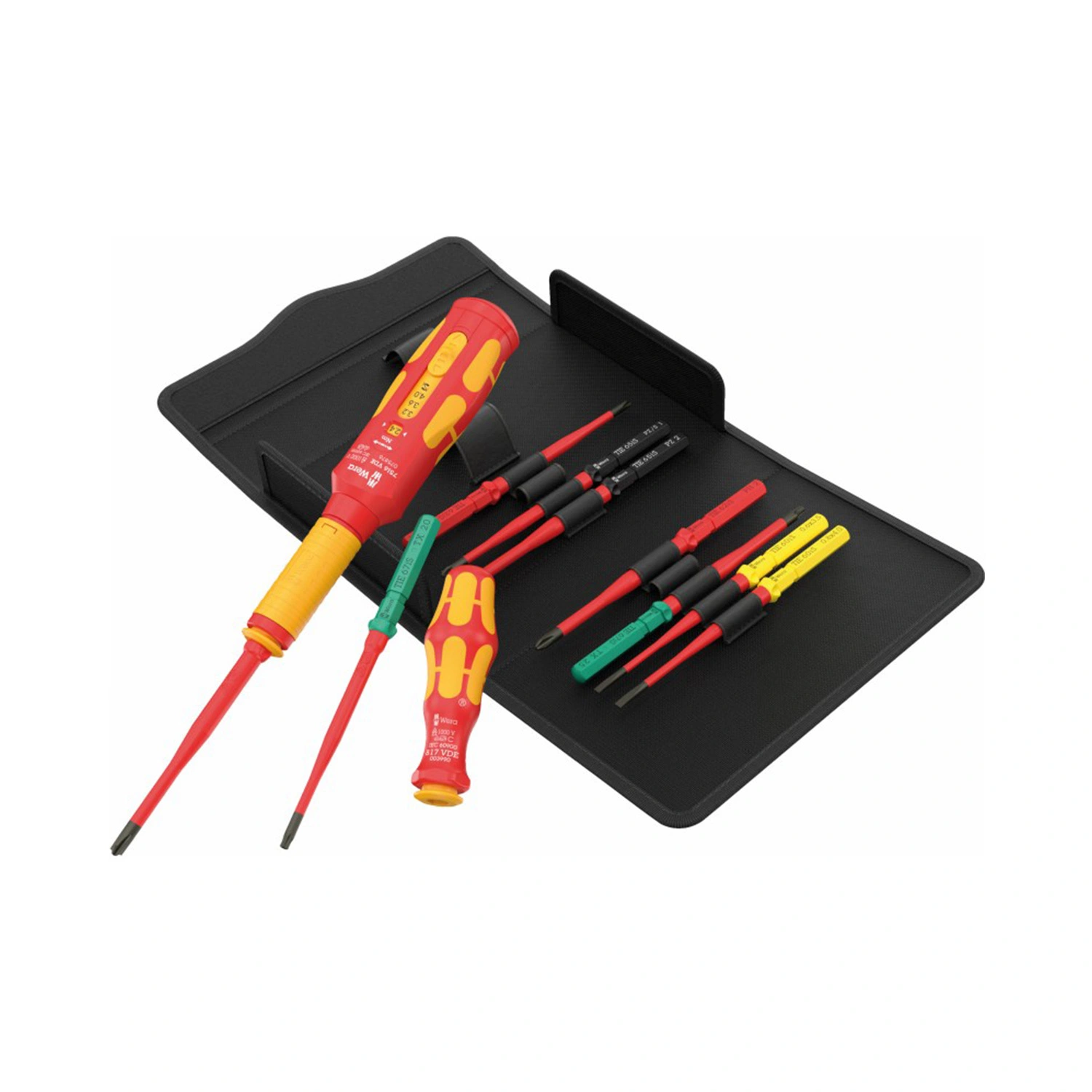 Wera 05006635001 Set de 11 pièces VDE Safe-Torque Kraftform Kompakt pour armoire électrique Basic 2, lames interchangeables dans un étui