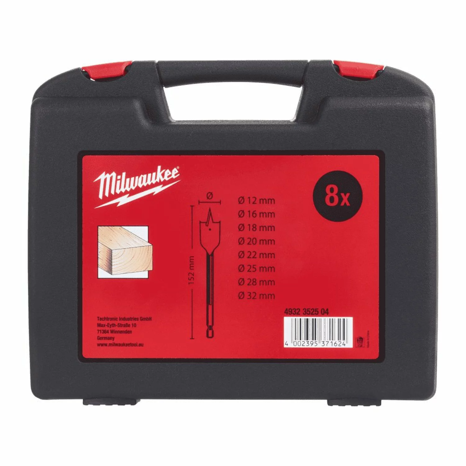 Milwaukee 4932352504 Set mèches plates à façonner - dans coffret bois (8 pièces) --image