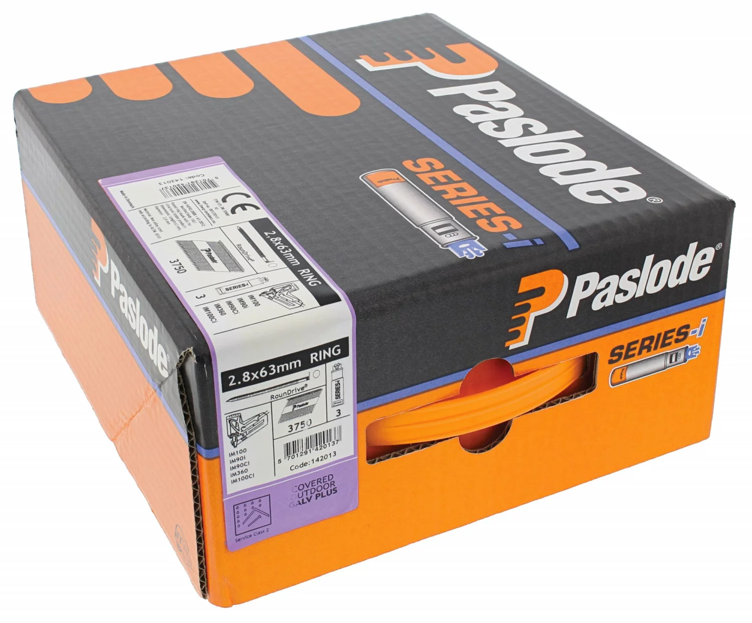 Paslode 142013 Papiergebonden Stripnagels incl. gas IM90 - 2,8x63mm - Ring Galv+ Rd (3750st)-image