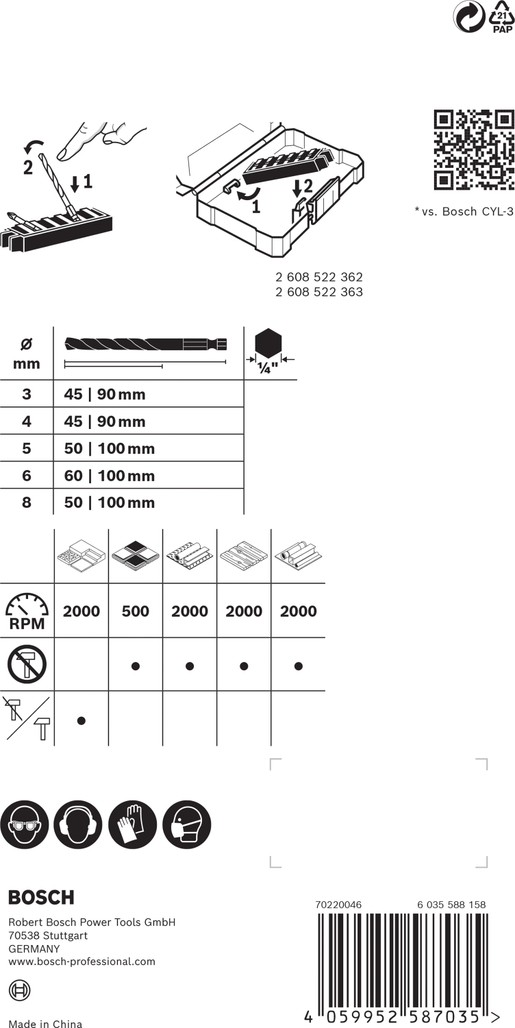 Bosch 2608901455 EXPERT 8-delige gatzaagset - HEX-9 Multi Construction Pick & Click - 3 - 8mm-image
