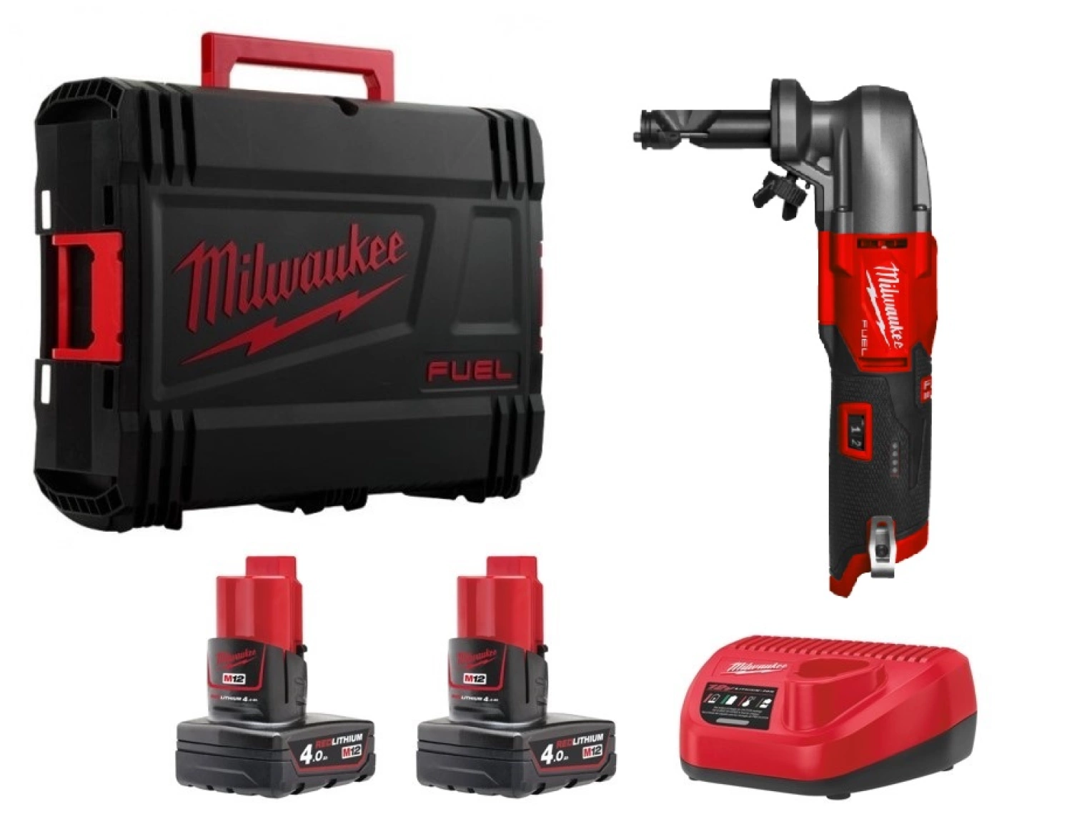 Milwaukee M12 FNB16-402X 12V Li-ion accu knabbelschaar set (2x 4.0Ah) in HD Box - 1,6 mm-image