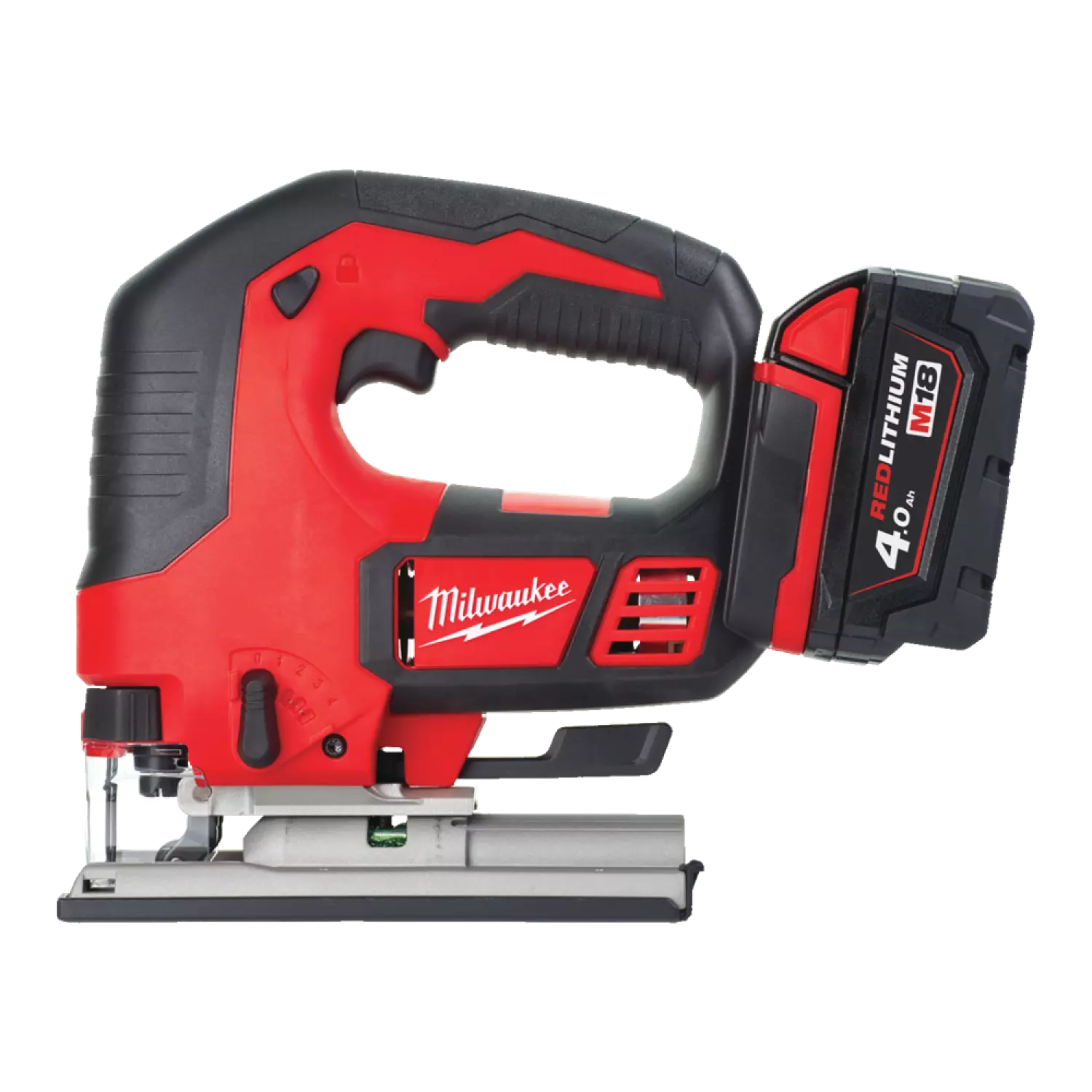Milwaukee M18 BJS-402C 18V Li-Ion Accu decoupeerzaag set (2x 4.0Ah accu) in koffer - D-greep - variabel