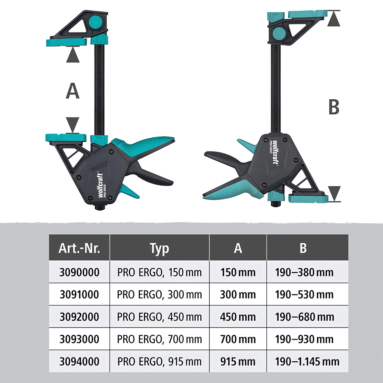 Wolfcraft 3090000 Eenhands Lijmklem PRO ERGO - 150mm-image