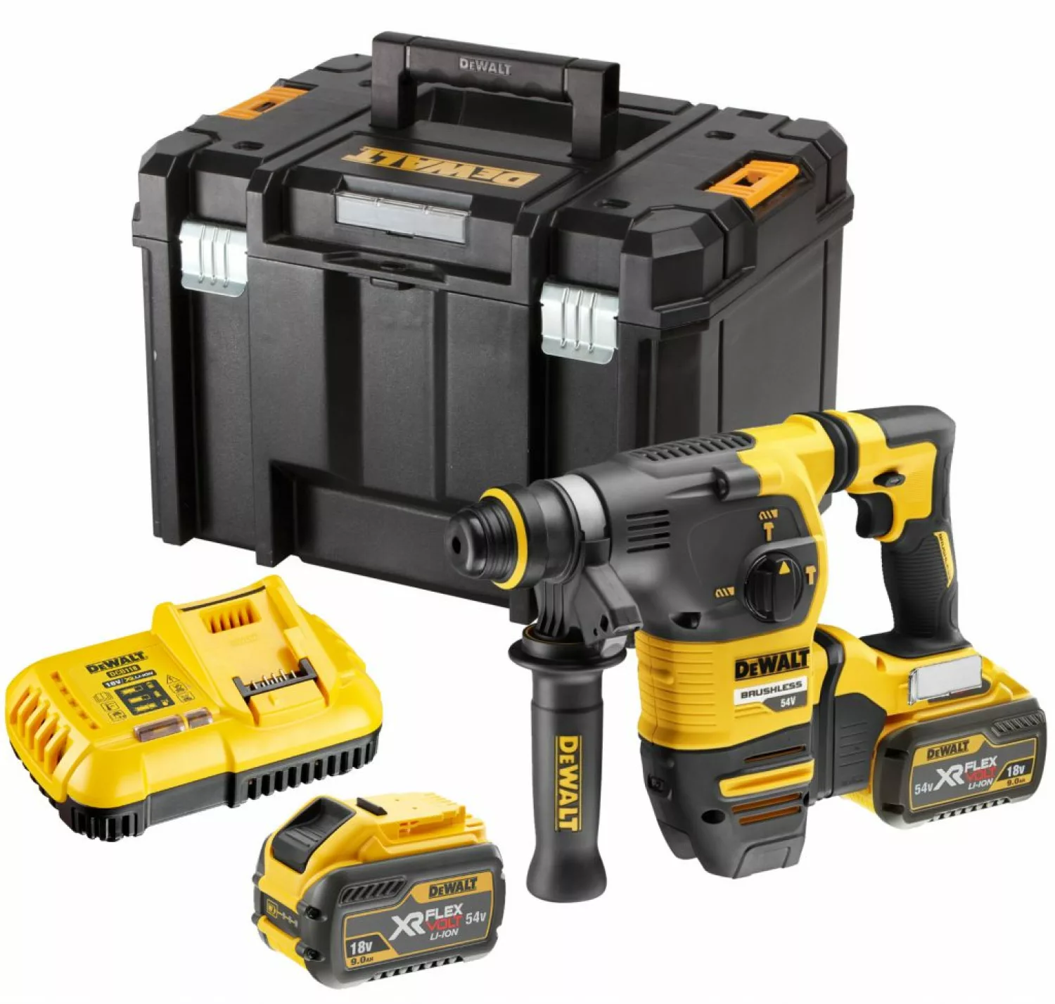 DeWALT DCH333X2 18V / 54V Li-Ion XR Flexvolt Accu SDS-plus combihamer set (2x 9.0Ah accu) in TSTAK - 3,5J - koolborstelloos-image