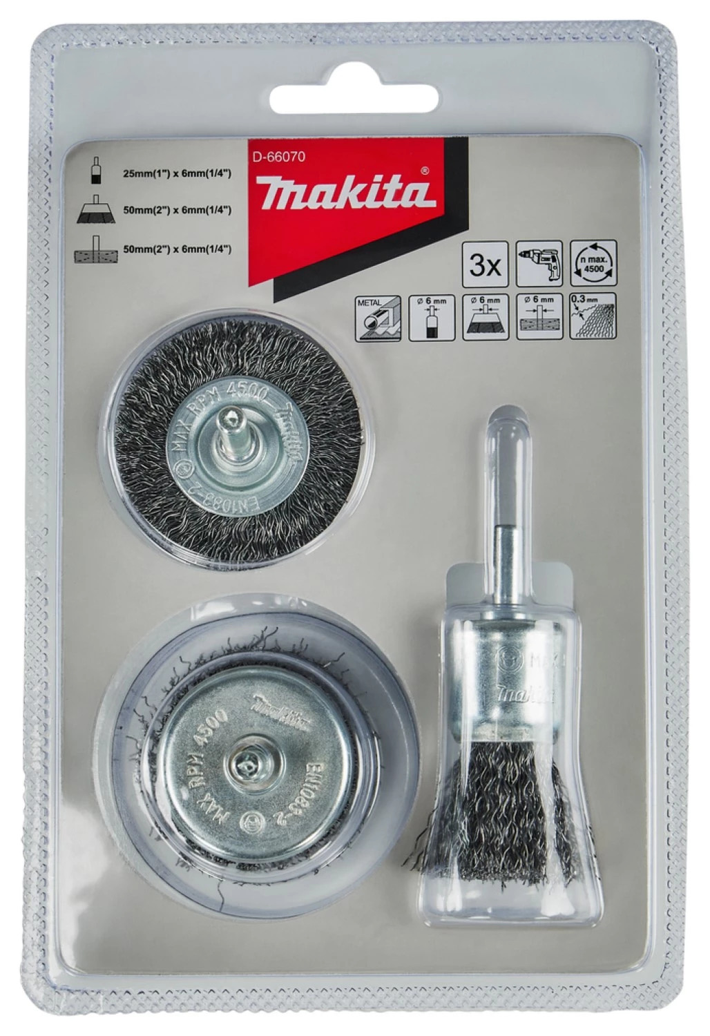 Makita D-66070 Jeu de brosses 3 pièces 0.3mm-image