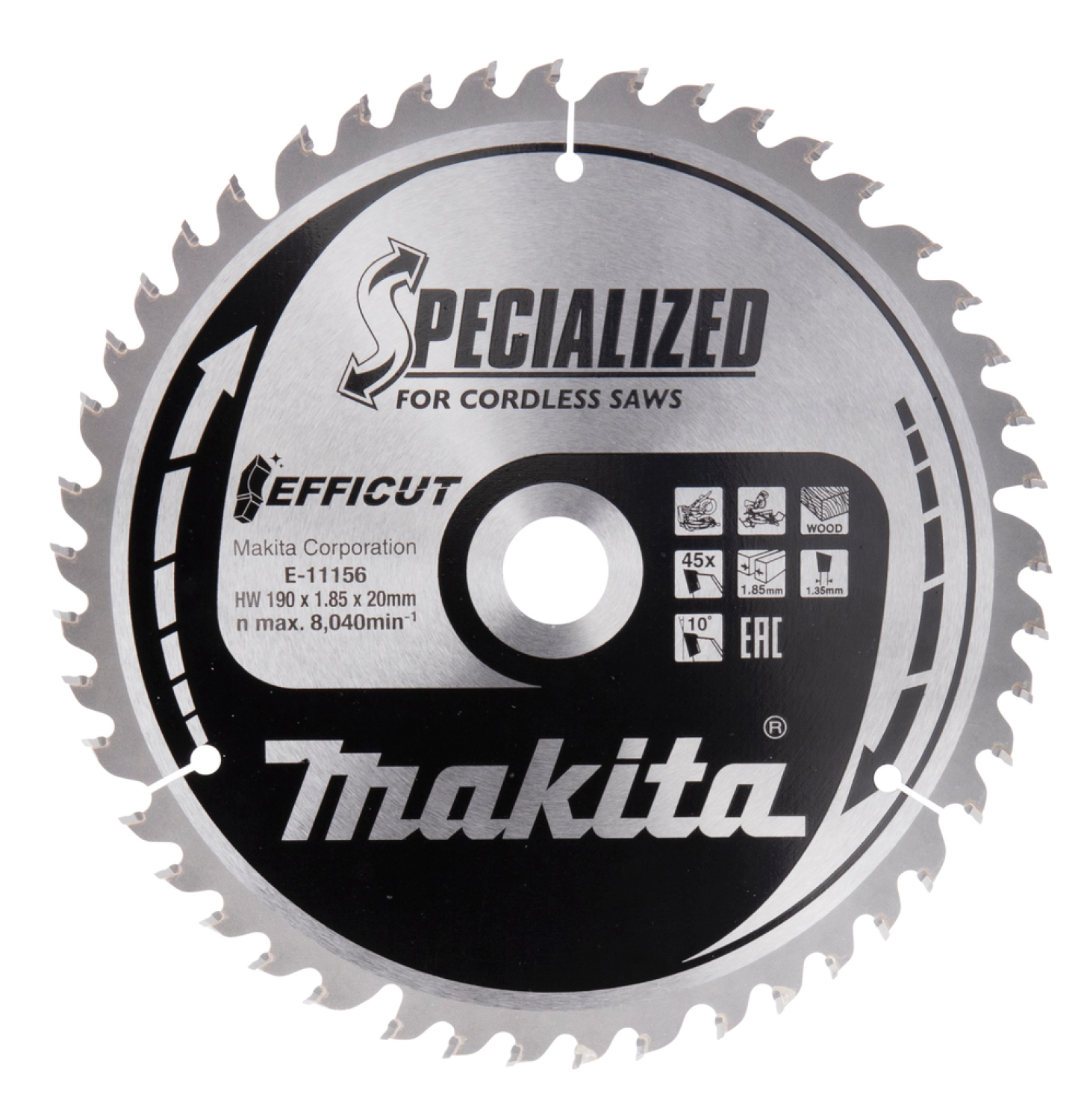 Makita E-11156 Efficut Lame de scie circulaire Bois - 190x20x1,85mm 45T-image