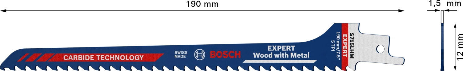 Bosch EXPERT S715LHM reciprozaagblad - 140mm - hout/metaal-image