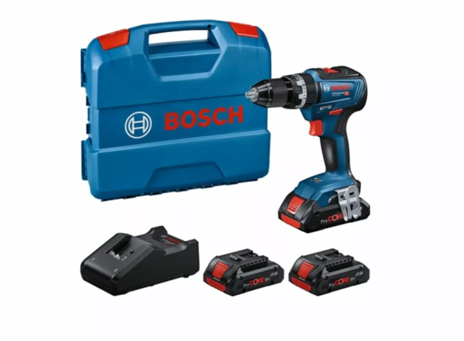 Bosch GSB18V-55 Ensemble perceuse-visseuse sans fil 18V Li-ion (3 batteries de 4Ah) dans un coffret L-Case-image